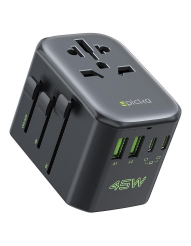 Adaptador de Enchufe de Viaje Universal Epicka 45W 5 Puertos