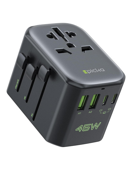 Adaptador de Enchufe de Viaje Universal Epicka 45W 5 Puertos