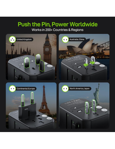 Adaptador de Enchufe de Viaje Universal Epicka 45W 5 Puertos