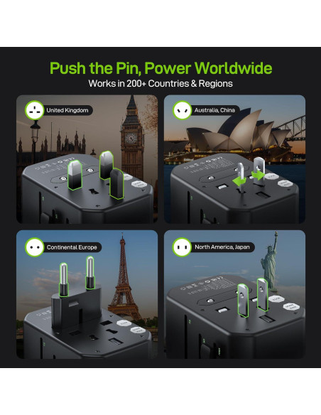 Adaptador de Enchufe de Viaje Universal Epicka 45W 5 Puertos