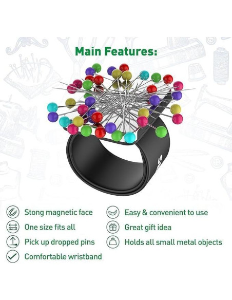 Cojín de Alfileres Magnético Sew Your Way Negro 22.86 cm - Soporte Fuerte