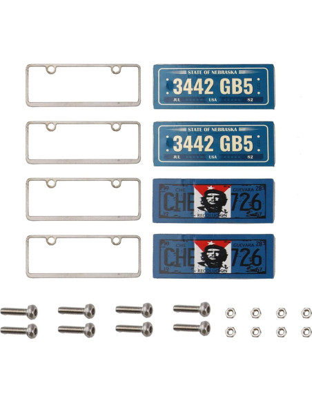 Kit de Placas de Licencia RC HIRCQOO 4 Piezas Metal 1/10