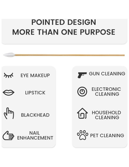 1000 Bastones de Limpieza de Algodón Point-Ring 15.24 cm