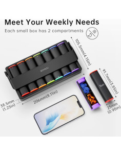 Organizador Semanal de Pastillas KOVIUU 7 Días 2 Veces al Día 2