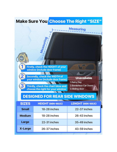 Sombrillas para Ventanas de Auto Nmoiss CD001-S 99% UV 2 Pzas