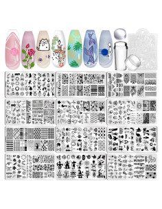 Kit de Estampado de Uñas Biutee 12 Placas + Estampador