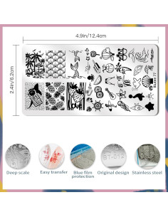 Kit de Estampado de Uñas Biutee 12 Placas + Estampador 2