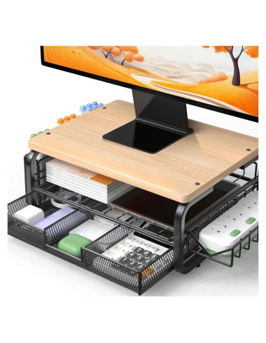 Soporte Elevador de Monitor Qatsrin Madera Original 40x26cm