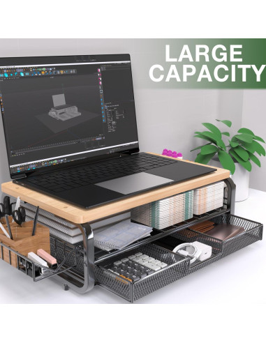Soporte Elevador de Monitor Qatsrin Madera Original 40x26cm