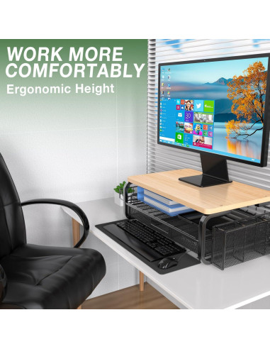 Soporte Elevador de Monitor Qatsrin Madera Original 40x26cm