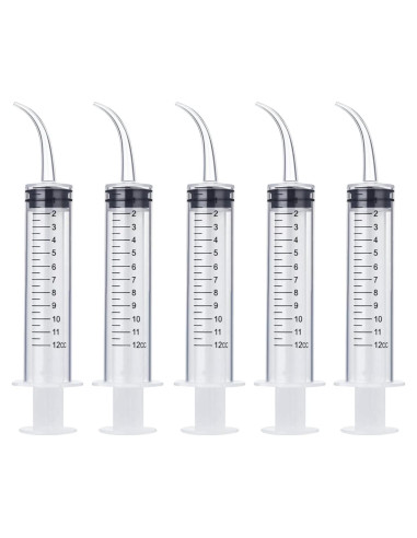 Jeringas Dentales HiMo 12ml Paquete de 5 con Punta Curvada