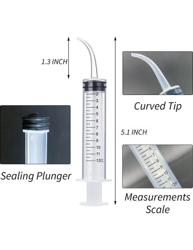 Jeringas Dentales HiMo 12ml Paquete de 5 con Punta Curvada