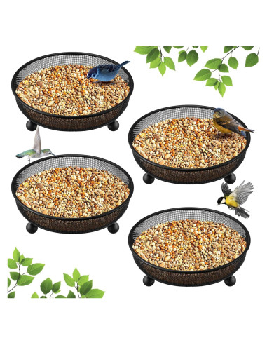 Comedero para Aves Nuogo 4 Pcs Redondo 17.78 cm Metal Antioxidante