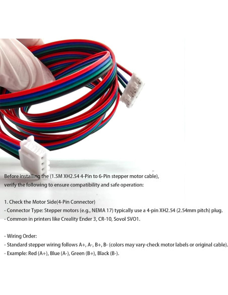 3 Pcs Cables de Motor Paso a Paso 1.5M TIEXYE 4Pin a 6Pin