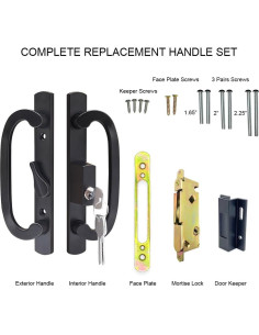 Juego de Manija de Puerta Corrediza ALLYWASAI con Cerradura Negra 2