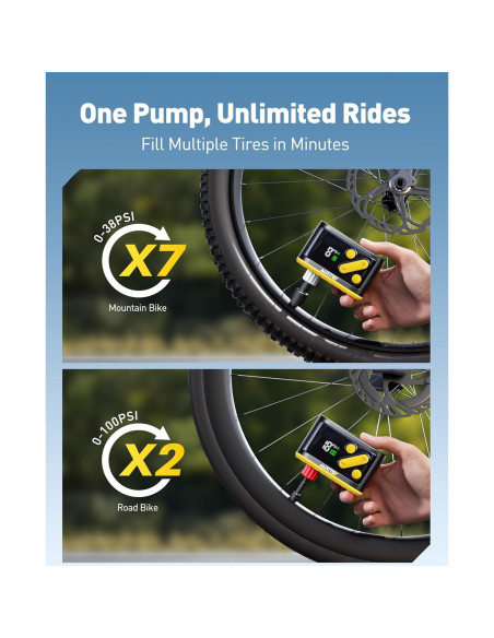 Bomba Eléctrica Mini AUXITO para Bicicleta 120 PSI con Manómetro
