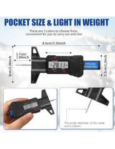 Medidor de Profundidad de Banda de Rodadura Digital Frienda - 3 Piezas 2