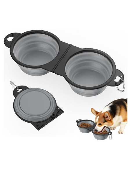 Cuencos Plegables Pawaboo 450ml para Perros y Gatos - Gris
