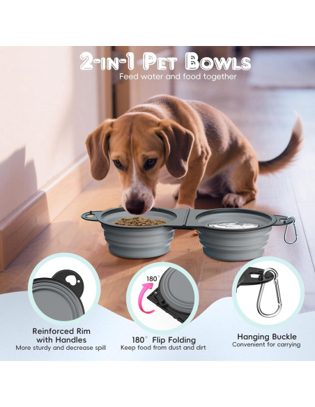 Cuencos Plegables Pawaboo 450ml para Perros y Gatos - Gris