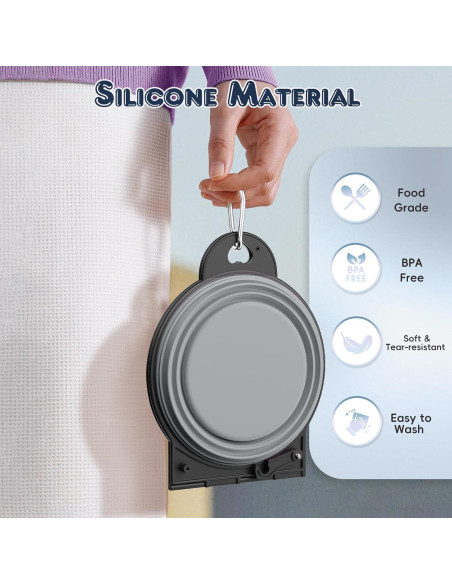 Cuencos Plegables Pawaboo 450ml para Perros y Gatos - Gris