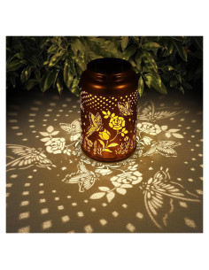 Linterna Solar Colgante Tepaken Mariposa Rosa LED Jardín