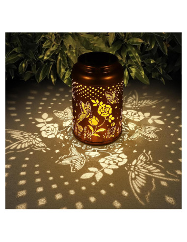 Linterna Solar Colgante Tepaken Mariposa Rosa LED Jardín