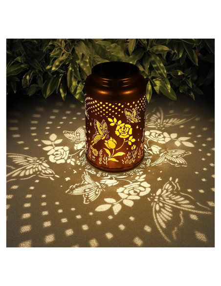 Linterna Solar Colgante Tepaken Mariposa Rosa LED Jardín