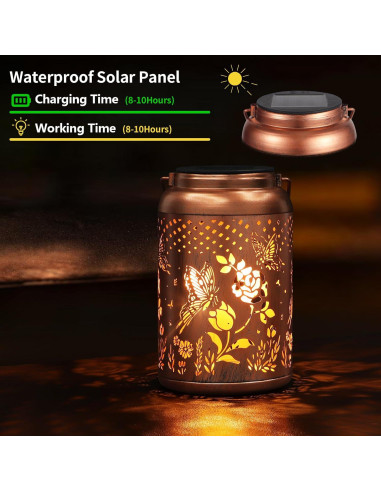 Linterna Solar Colgante Tepaken Mariposa Rosa LED Jardín