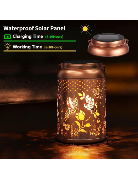 Linterna Solar Colgante Tepaken Mariposa Rosa LED Jardín