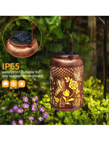 Linterna Solar Colgante Tepaken Mariposa Rosa LED Jardín