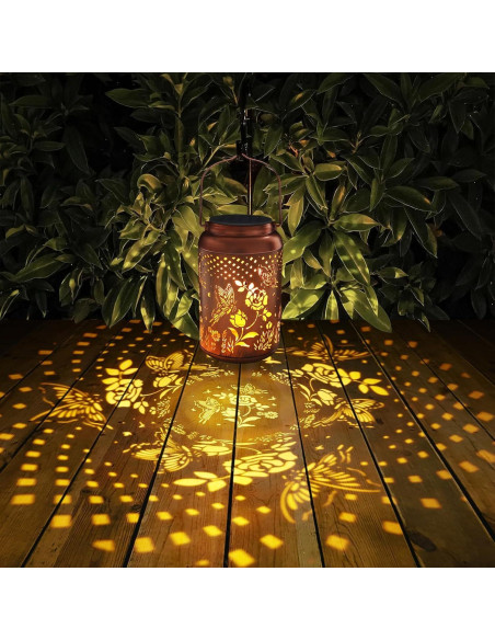 Linterna Solar Colgante Tepaken Mariposa Rosa LED Jardín