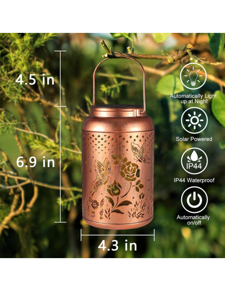 Linterna Solar Colgante Tepaken Mariposa Rosa LED Jardín