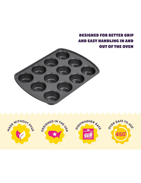 Molde para Muffins Wilton 12 Tazas Antiadherente Pack de 6