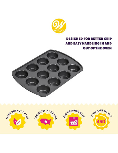 Molde para Muffins Wilton 12 Tazas Antiadherente Pack de 6