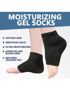 Calcetines Hidratantes de Gel Yoosolle para Talones Secos - 2 Pares - Grande Negro 2