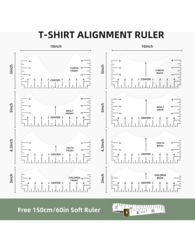 Conjunto de 10 Reglas para Camisetas MFJUNS - PVC Flexible