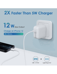 Cargador de Pared 12W GOOD EVER para iPad y iPhone con Cable 2m 2