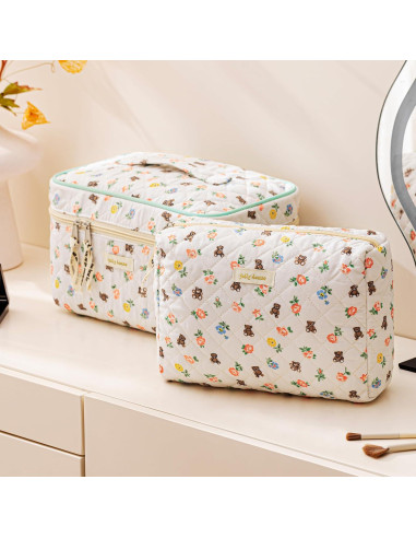 Bolsa de Maquillaje Acolchada HBselect 3PCS Floral para Mujeres