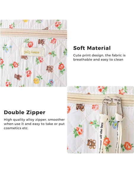 Bolsa de Maquillaje Acolchada HBselect 3PCS Floral para Mujeres Bolsa de Maquillaje Acolchada HBselect 3PCS Floral para Mujeres