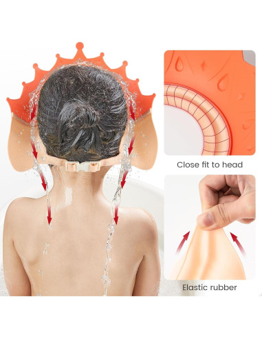 Gorro de Ducha para Niños FUNUPUP - Ajustable, Protección Ojos, 2 Piezas