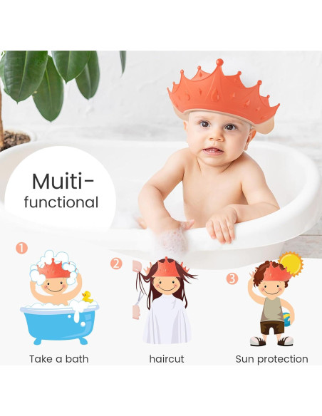 Gorro de Ducha para Niños FUNUPUP - Ajustable, Protección Ojos, 2 Piezas