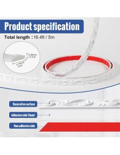 Moldura de Corona Autoadhesiva Blanca KIJOU 5m x 2cm PVC 2