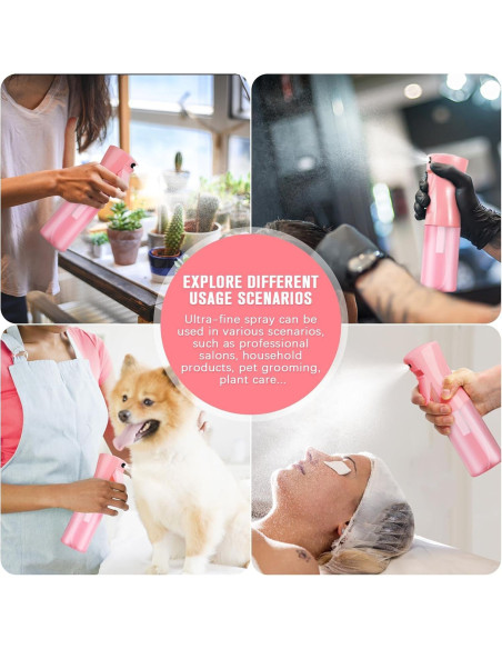 Botella de Spray Continua Leaflai 200ml Rosa para Cabello y Hogar