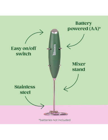 Batidor Eléctrico de Mano Bloom Nutrition, Acero Inoxidable, 150g
