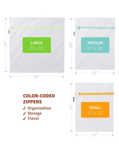 Bolsa de Lavandería de Malla Mamlyn - 5 Piezas (1 Grande, 2 Medianas, 2 Pequeñas)