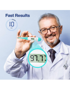 Termómetro Digital Boncare 10 Segundos Verde Azul - Oral y Rectal 2
