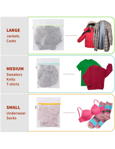 Bolsa de Lavandería de Malla Mamlyn - 5 Piezas (1 Grande, 2 Medianas, 2 Pequeñas)