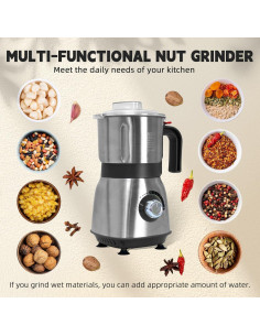 Molino de Especias Eléctrico Tosgar 600ml 500W Acero Inoxidable 2