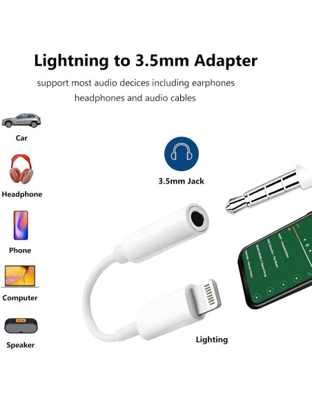 Adaptador de Audio Lightning a 3.5mm Untvie - 2 Paquete