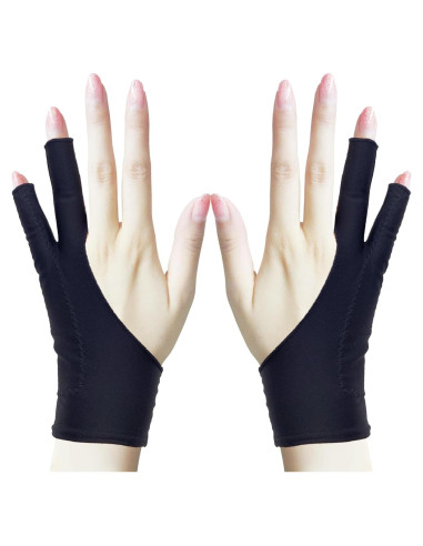 Guantes de Dibujo Digital Timebetter - Rechazo de Palma, S, Paquete de 2